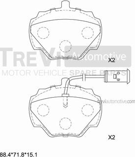 Trevi Automotive PF1517 - Гальмівні колодки, дискові гальма autozip.com.ua