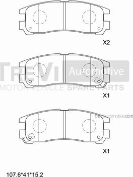 Trevi Automotive PF1584 - Гальмівні колодки, дискові гальма autozip.com.ua