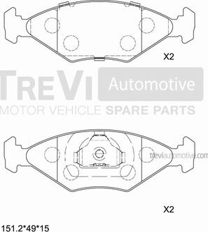 Trevi Automotive PF1539 - Гальмівні колодки, дискові гальма autozip.com.ua