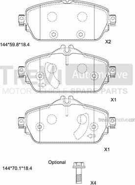 Trevi Automotive PF1534 - Гальмівні колодки, дискові гальма autozip.com.ua