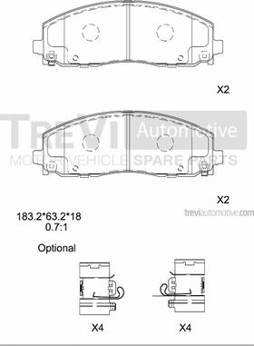 Trevi Automotive PF1525 - Гальмівні колодки, дискові гальма autozip.com.ua