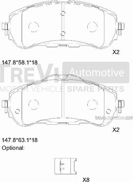 Trevi Automotive PF1520 - Гальмівні колодки, дискові гальма autozip.com.ua