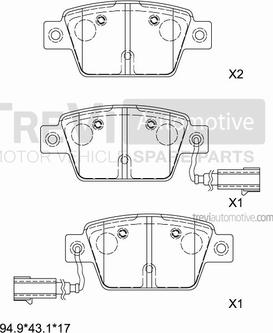 Trevi Automotive PF1528 - Гальмівні колодки, дискові гальма autozip.com.ua