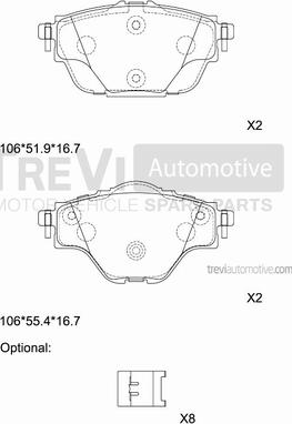 Trevi Automotive PF1522 - Гальмівні колодки, дискові гальма autozip.com.ua