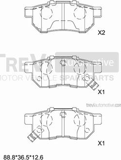 Trevi Automotive PF1579 - Гальмівні колодки, дискові гальма autozip.com.ua