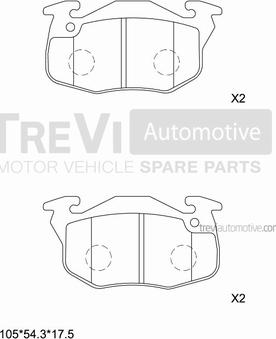 Trevi Automotive PF1570 - Гальмівні колодки, дискові гальма autozip.com.ua