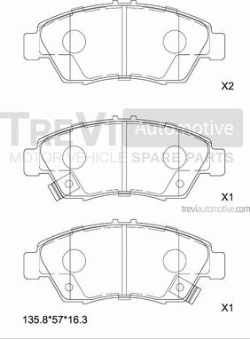 Trevi Automotive PF1577 - Гальмівні колодки, дискові гальма autozip.com.ua