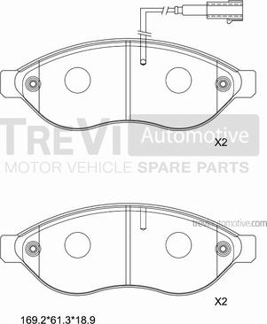 Trevi Automotive PF1649 - Гальмівні колодки, дискові гальма autozip.com.ua