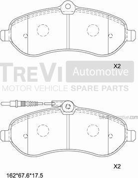 Trevi Automotive PF1641 - Гальмівні колодки, дискові гальма autozip.com.ua