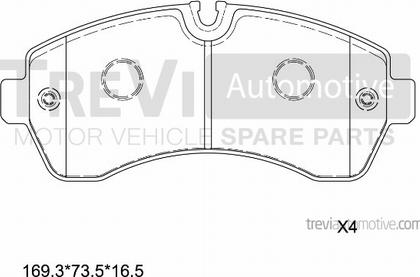 Trevi Automotive PF1643 - Гальмівні колодки, дискові гальма autozip.com.ua