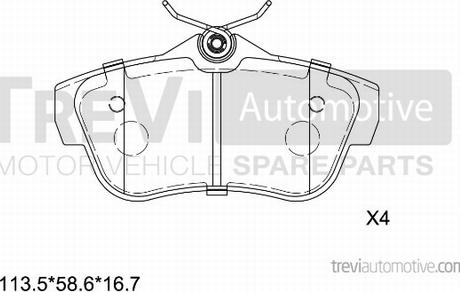 Trevi Automotive PF1642 - Гальмівні колодки, дискові гальма autozip.com.ua