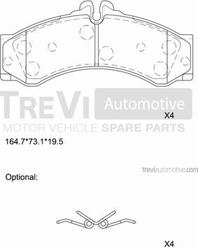 Trevi Automotive PF1647 - Гальмівні колодки, дискові гальма autozip.com.ua