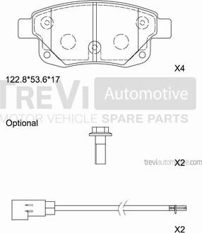 Trevi Automotive PF1654 - Гальмівні колодки, дискові гальма autozip.com.ua