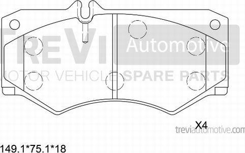 Trevi Automotive PF1655 - Гальмівні колодки, дискові гальма autozip.com.ua