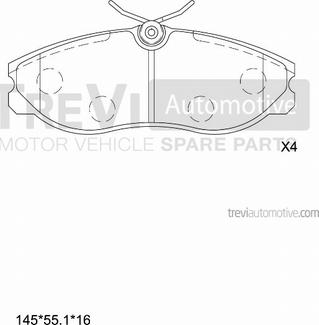 Trevi Automotive PF1605 - Гальмівні колодки, дискові гальма autozip.com.ua