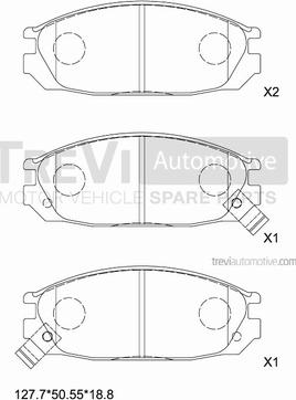 Trevi Automotive PF1608 - Гальмівні колодки, дискові гальма autozip.com.ua