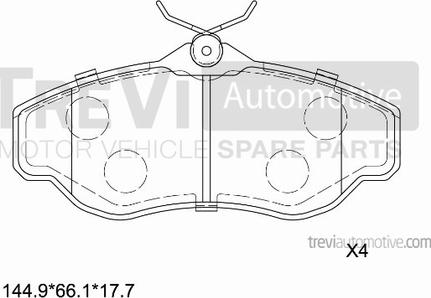 Trevi Automotive PF1612 - Гальмівні колодки, дискові гальма autozip.com.ua