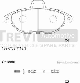 Trevi Automotive PF1617 - Гальмівні колодки, дискові гальма autozip.com.ua