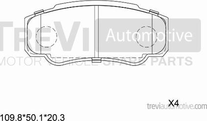 Trevi Automotive PF1630 - Гальмівні колодки, дискові гальма autozip.com.ua