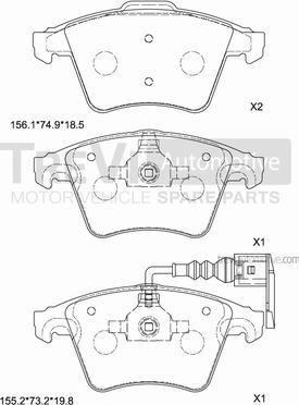 Trevi Automotive PF1638 - Гальмівні колодки, дискові гальма autozip.com.ua