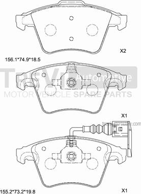 Trevi Automotive PF1637 - Гальмівні колодки, дискові гальма autozip.com.ua