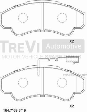 Trevi Automotive PF1629 - Гальмівні колодки, дискові гальма autozip.com.ua