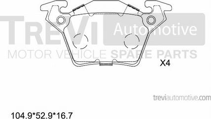 Trevi Automotive PF1620 - Гальмівні колодки, дискові гальма autozip.com.ua