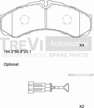 Trevi Automotive PF1621 - Гальмівні колодки, дискові гальма autozip.com.ua