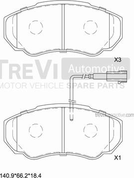 Trevi Automotive PF1628 - Гальмівні колодки, дискові гальма autozip.com.ua