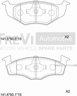 Trevi Automotive PF1049 - Гальмівні колодки, дискові гальма autozip.com.ua