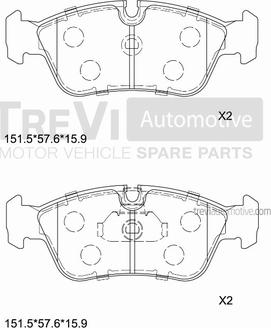 Trevi Automotive PF1055 - Гальмівні колодки, дискові гальма autozip.com.ua