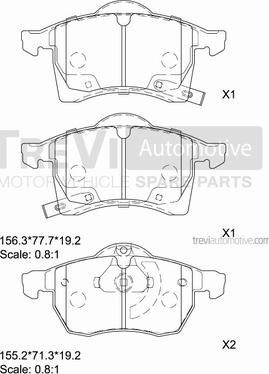 Trevi Automotive PF1053 - Гальмівні колодки, дискові гальма autozip.com.ua