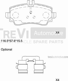 Trevi Automotive PF1057 - Гальмівні колодки, дискові гальма autozip.com.ua