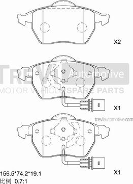 Trevi Automotive PF1065 - Гальмівні колодки, дискові гальма autozip.com.ua