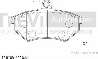 Trevi Automotive PF1060 - Гальмівні колодки, дискові гальма autozip.com.ua