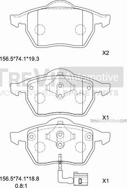 Trevi Automotive PF1014 - Гальмівні колодки, дискові гальма autozip.com.ua