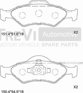 Trevi Automotive PF1082 - Гальмівні колодки, дискові гальма autozip.com.ua