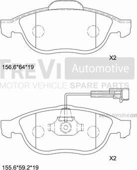 Trevi Automotive PF1038 - Гальмівні колодки, дискові гальма autozip.com.ua