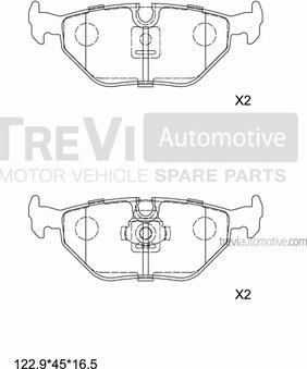 Trevi Automotive PF1020 - Гальмівні колодки, дискові гальма autozip.com.ua