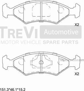 Trevi Automotive PF1021 - Гальмівні колодки, дискові гальма autozip.com.ua