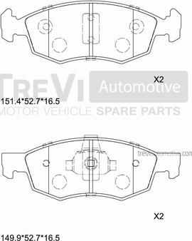 Trevi Automotive PF1076 - Гальмівні колодки, дискові гальма autozip.com.ua