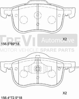 Trevi Automotive PF1078 - Гальмівні колодки, дискові гальма autozip.com.ua