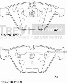 Trevi Automotive PF1198 - Гальмівні колодки, дискові гальма autozip.com.ua