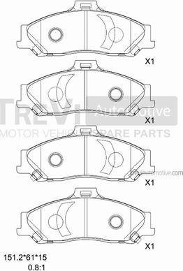 Trevi Automotive PF1149 - Гальмівні колодки, дискові гальма autozip.com.ua