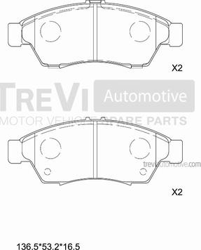 Trevi Automotive PF1155 - Гальмівні колодки, дискові гальма autozip.com.ua