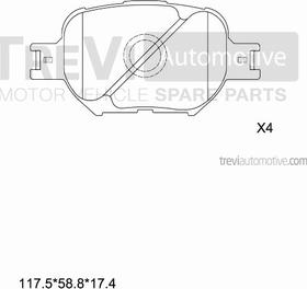 Trevi Automotive PF1150 - Гальмівні колодки, дискові гальма autozip.com.ua