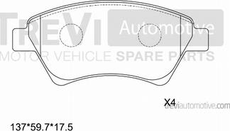 Trevi Automotive PF1161 - Гальмівні колодки, дискові гальма autozip.com.ua