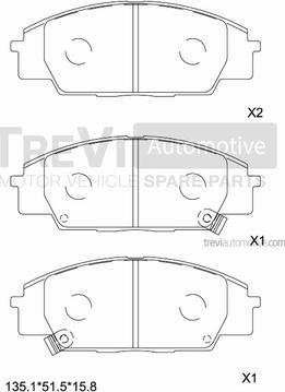 Trevi Automotive PF1109 - Гальмівні колодки, дискові гальма autozip.com.ua