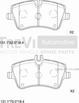 Trevi Automotive PF1104 - Гальмівні колодки, дискові гальма autozip.com.ua