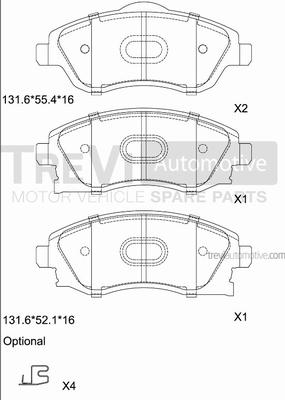 Trevi Automotive PF1100 - Гальмівні колодки, дискові гальма autozip.com.ua